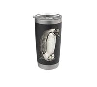Emperor Penguins and Chick Vintage Art Gobelet isotherme en acier inoxydable double paroi