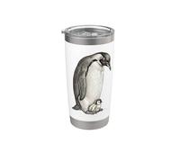 Emperor Penguins and Chick Vintage Art Gobelet isotherme en acier inoxydable double paroi