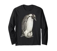 Emperor Penguins and Chick Vintage Art Manche Longue