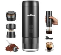 Emphsism Machine à espresso portable pour capsules et café moulu - Mini machine à café nomade avec batterie, pour camping, voyages, bureau, camping-car, 20 bar, espresso à emporter, recharge USB-C