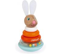 Janod - Stackable Culbuto Rabbit (Wood) - Wooden Early-Learning Toy - Educational Game - Fine Motor Skills - 12 Months - J08248