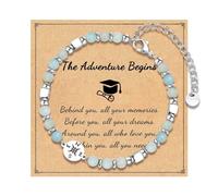 Empilable Perle 4 Naturelle Anneaux bracelet pour filles et femmes e lycée et d'université inspirante, cadeaux de remise de diplôme 2024 Valentin En Aimanté Bijoux Choix Bijoux (E, One Size)