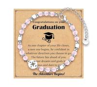 Empilable Perle 4 Naturelle Anneaux bracelet pour filles et femmes e lycée et d'université inspirante, cadeaux de remise de diplôme 2024 Valentin En Aimanté Bijoux Choix Bijoux (B, One Size)