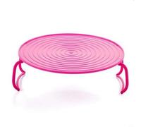 Empileur d'assiettes à micro-ondes avec poignées pliables, 23,5 x 23,5 x 8,3 cm, grille à vapeur ronde pour chauffage double couche au four à micro-ondes, plastique ABS Ba(B)