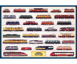 Empire 536518 Poster Locomotives représentant différents modèles de locomotives, avec légendes en Langue Anglaise, 98 x 68 cm