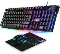 Empire Gaming Armor RF800 Pack Clavier Souris Gaming Rechargeable sans Fil AZERTY (Français-Layout) RGB avec Tapis de Souris -Clavier 2.4G -Souris 4800 DPI -PC Playstation Xbox One/Series Mac - Blanc