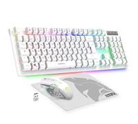 Empire Gaming Armor RF800 Wireless Wiederaufladbar Gaming Tastatur und Maus Set QWERTZ (DE-Layout) - Tastatur 2,4 G RGB - Ergonomische Maus 4800 DPI mit Mauspad - PC Playstation Consoles des Jeux Mac