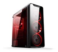 EMPIRE GAMING - Boîtier PC Gamer WarMachine - Moyenne Tour ATX - Façade en Verre, Paroi en Verre Complète et Trempée, Ventilateurs Silencieux - LED RGB Dual Ring - Rétroéclairage 11 Modes