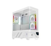 EMPIRE GAMING ECM252 Boîtier PC Gaming Moyen Tour - Écran Digital Intégré (Température CPU/GPU, RPM) - 3 Ventilateurs ARGB - Compatible ATX, Micro-ATX, ITX - USB C (Blanc)