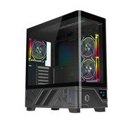 EMPIRE GAMING ECM252 Boîtier PC Gaming Moyen Tour - Écran Digital Intégré (Température CPU/GPU, RPM) - 3 Ventilateurs ARGB - Compatible ATX, Micro-ATX, ITX - USB C (Noir)