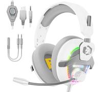 EMPIRE GAMING H-13 Casque Gamer RGB - Compatible Console de Jeu, Xbox One/Series, Switch, PC, Mac, Smartphones, Tablettes - Télécommande - Son Stéréo Haute Définition - Microphone Flexible - Blanc