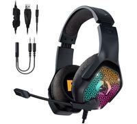 EMPIRE GAMING - H-3 Casque Gamer RGB - pour PS5, PS4, Xbox One/Series, Switch, PC, Mac, Smartphones, Tablettes - Télécommande - Son Stéréo Haute Définition - Microphone Flexible - Noir