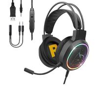 EMPIRE GAMING - Icarus S17 Casque Gamer RGB - pour PS5, PS4, Xbox One/Series, PC, Mac, Smartphones, Tablettes - Télécommande - Son Stéréo Haute Définition - Microphone Flexible - Noir