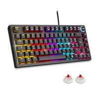 EMPIRE GAMING - K248 Clavier Mécanique Gaming Filaire Switches MX Red (FR AZERTY) - Type C - pour PC/PS4/PS5/Xbox - Rétroéclairage RGB - 82 Touches - 26 Touches Anti-Ghosting (Noir)