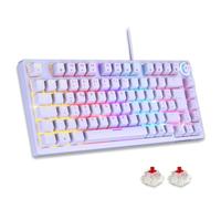 EMPIRE GAMING - K248 Clavier Mécanique Gaming Filaire Switches MX Red (FR AZERTY) - Type C - pour PC/PS4/PS5/Xbox - Rétroéclairage RGB - 82 Touches - 26 Touches Anti-Ghosting (Blanc)