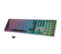 EMPIRE GAMING RF243 - Clavier Gaming Mécanique sans Fil Slim Low Profile en Aluminium,Rechargeable FR (AZERTY), Triple Mode (2,4GHz/BT/USB-C), 111 Touches MX Red, RGB, NKRO, Compatible PC/Mac/P5/P4/XB