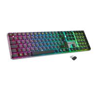 EMPIRE GAMING RF243 - Kabellose Schlanke Aluminium Mechanische Gaming-Tastatur, Wiederaufladbar DE (QWERTZ), 2,4 GHz/BT/USB-C, 111 Tasten MX Red, RGB, NKRO, Kompatibel mit PC, Mac & Konsolen