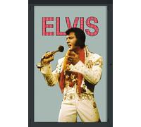 Empire Merchandising 538406 Miroir avec Cadre Plastique Effet Bois et Elvis Presley en Tenue Blanche 20 x 30 cm