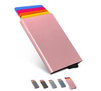Empire - Porte-cartes, portefeuille pour femme, porte-cartes de crédit pour femme - Blocage RFID/NFC, petit portefeuille pour homme, portefeuille fin et minimaliste pour homme, rose scintillant, rose