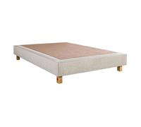 EMPIRE - Sommier Tapissier 140x200 Beige Pieds Bois massif