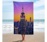 Empire State Building au coucher du soleil. Serviette de plage lavable GSM ultra douce et absorbante, idéale pour le spa, la salle de sport, l'hôtel et la salle de bain au quotidien. Taille unique.