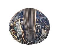 Empire State Building Bonnet de douche imperméable double couche pour femme, chapeau de bain réutilisable avec bande élastique, garde les cheveux au sec pour la douche et les soins de la peau