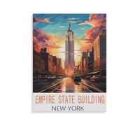 Empire State Building New York Voyage vintage Affiches,DIY Peinture par Numéro Adultes Enfants Enfants DIY Acrylique Peinture Kit,Cadeau de Peinture à l'huile créative Peinte à la Main(40x50cm)-AF18