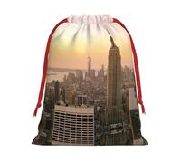 Empire State Building Sac cadeau avec cordon de serrage 30 x 40,1 cm avec ruban rouge pour Halloween, cadeau pour adultes