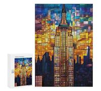 Empire State Building Stained Glass-1 Puzzle 1000 Pièces Educa Jouet en Bois Cadeau Unique Décoration Intérieure Jeu Éducatif Challenge Toy Adultes Et Enfants À Partir De 14 Ans 300 PCS