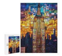 Empire State Building Stained Glass-1 Puzzle 1000 Pièces Educa Jouet en Bois Cadeau Unique Décoration Intérieure Jeu Éducatif Challenge Toy Adultes Et Enfants À Partir De 14 Ans 500 PCS