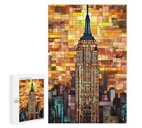 Empire State Building Stained Glass-2 Puzzle 1000 Pièces Educa Jouet en Bois Cadeau Unique Décoration Intérieure Jeu Éducatif Challenge Toy Adultes Et Enfants À Partir De 14 Ans 1000 PCS