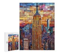 Empire State Building Stained Glass-3 Puzzle 1000 Pièces Educa Jouet en Bois Cadeau Unique Décoration Intérieure Jeu Éducatif Challenge Toy Adultes Et Enfants À Partir De 14 Ans 500 PCS