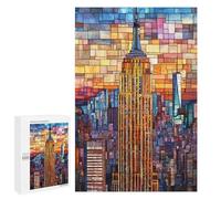 Empire State Building Stained Glass-3 Puzzle 1000 Pièces Educa Jouet en Bois Cadeau Unique Décoration Intérieure Jeu Éducatif Challenge Toy Adultes Et Enfants À Partir De 14 Ans 1000 PCS
