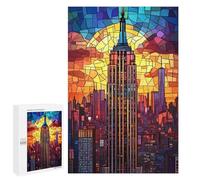 Empire State Building Stained Glass Puzzle 1000 Pièces Educa Jouet en Bois Cadeau Unique Décoration Intérieure Jeu Éducatif Challenge Toy Adultes Et Enfants À Partir De 14 Ans 1000 PCS