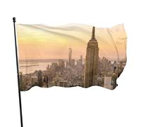 Empire State Drapeau de construction 0,9 x 1,5 m, couleurs vives, résistant à la décoloration, bannière de sports d'extérieur en polyester avec 2 œillets en laiton