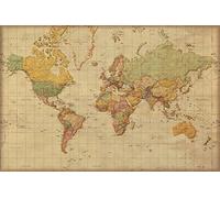 empireposter 747099 Carte du Monde Antique, Version Allemande - Poster éducatif, Papier, Multicolore, 91,5 x 61 x 0,14 cm