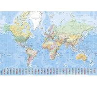 empireposter 747105 Pays Cartes - Carte du Monde avec Drapeaux Version Allemande - Éducation Affiche, Papier, Multicolore, 91,5 x 61 x 0,14 cm