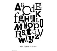 empireposter Alphabet - ABC - Poster taille 61 x 91,5 cm + cadre amovible, Shinsuke® Maxi MDF noir, vitre acrylique