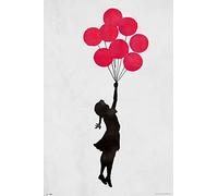 empireposter Brandalised - Girl Floating - Street Art Poster Impression - Dimensions : 61 x 91,5 cm + 2 barres d'affiche en plastique de 62 cm - Noir