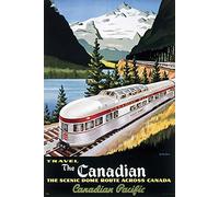 empireposter Vintage Transport - The Scenic Dome Route, Canada 1955 - Poster imprimé - Taille 61 x 91,5 cm + 2 barres d'affiches en aluminium 63 cm