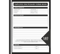 Employee Disciplinary Form Book: Professional HR Documentation Tracker for Workplace Incidents and Performance Management