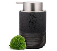 EMPO Distributeur de Savon en céramique gaufrée pour Les Mains, 300 ML, Distributeur pour nettoyant Visage et Savon Liquide, pour Cuisine et Salle de Bain, avec Pompe à Mousse (Noir)