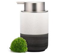 EMPO Distributeur de savon en céramique gaufrée pour les mains, 300 ml, distributeur pour nettoyant visage et savon liquide, pour cuisine et salle de bain, avec pompe à mousse (blanc)