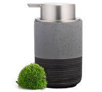 EMPO Distributeur de savon en céramique gaufrée pour les mains, 300 ml, distributeur pour nettoyant visage et savon liquide, pour cuisine et salle de bain, avec pompe à mousse (gris)