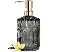 EMPO Distributeur de Savon en Verre Transparent avec Pompe en Plastique ABS, Distributeur de Lotion pour Cuisine, Salle de Bain