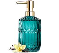 EMPO Distributeur de savon en verre transparent avec pompe en plastique ABS, distributeurs de lotion pour évier de cuisine, salle de bain (bleu canard/turquoise)