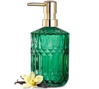 EMPO Distributeur de savon en verre transparent avec pompe en plastique ABS, distributeurs de lotion pour évier de cuisine, salle de bain (jade vintage)