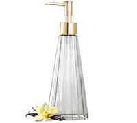 EMPO Distributeur de Savon Liquide élégant en Verre - Bouteille de Savon Liquide désinfectant - Bouteille avec Pompe - Décoration Rustique - Accessoire de Salle de Bain - Transparent