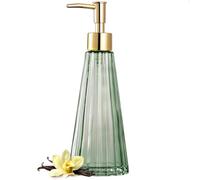 EMPO Distributeur de Savon Liquide élégant en Verre - Bouteille de Savon Liquide désinfectant - Bouteille avec Pompe - Décoration Rustique - Accessoire de Salle de Bain - Vert