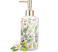 EMPO Distributeur de savon liquide moderne en céramique de style ferme, pour une décoration élégante de salle de bain (blanc)